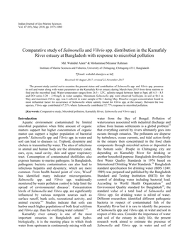 Comparative Study of Salmonella and Vibrio Spp. Distribution in the Karnafuly River Estuary at Bangladesh with Response to Microbial Pollution