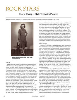 Marie Tharp—Plate Tectonics Pioneer