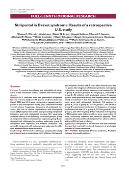 Stiripentol in Dravet Syndrome: Results of a Retrospective U.S. Study *Elaine C