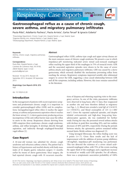 Gastroesophageal Reflux As a Cause of Chronic Cough, Severe Asthma, And