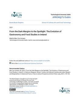 From the Dark Margins to the Spotlight: the Evolution of Gastronomy and Food Studies in Ireland