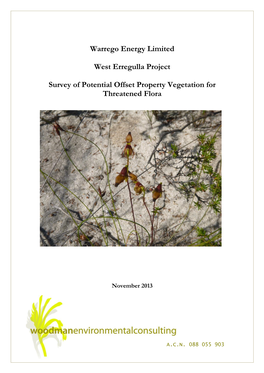 Warrego Energy Limited West Erregulla Project Survey of Potential Offset Vegetation for Threatened Flora