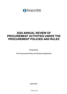 2020 Annual Review of Procurement Activities Under the Procurement Policies and Rules