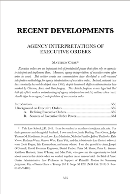 Agency Interpretations of Executive Orders Often Them