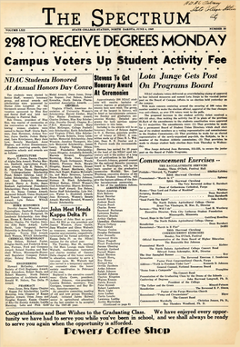 The Spectrum Number 30 Volume Lxii State College Station, North Dakota