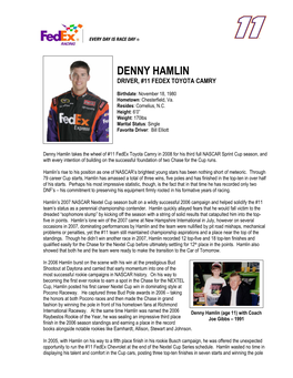 Denny Hamlin Driver, #11 Fedex Toyota Camry