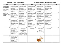 November 2020 Lunch Menu St Gerald School… a Great Place to Eat!