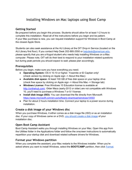 Installing Windows on Mac Laptops Using Boot Camp