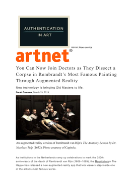 You Can Now Join Doctors As They Dissect a Corpse in Rembrandt's