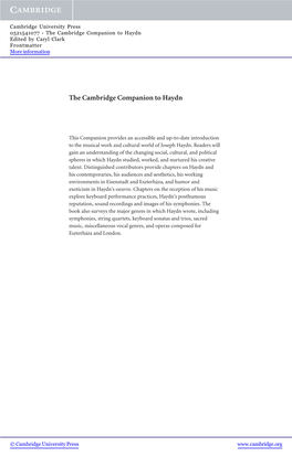 The Cambridge Companion to Haydn Edited by Caryl Clark Frontmatter More Information