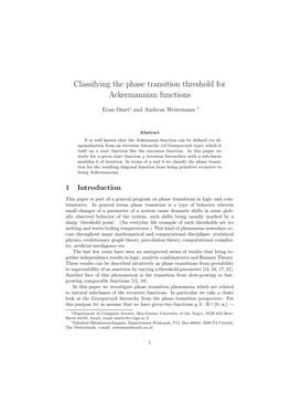 Classifying the Phase Transition Threshold for Ackermannian Functions