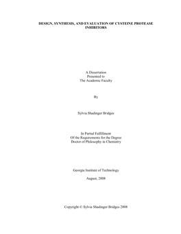 Design, Synthesis, and Evaluation of Cysteine Protease Inhibitors