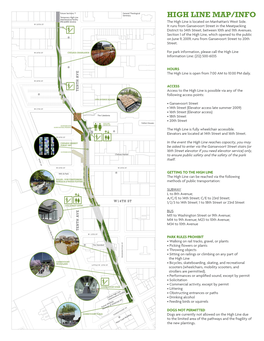 HIGH LINE MAP/INFO the High Line Is Located on Manhattan’S West Side