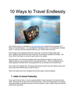 10 Ways to Travel Endlessly