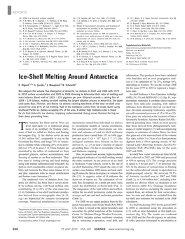 Ice-Shelf Melting Around Antarctica with Field Data and an Error Propagation Anal- Ysis (17) to a Precision of 7 to 25%, Average 10%, E