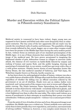 Murder and Execution Within the Political Sphere in Fifteenth-Century Scandinavia