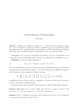 A Generalization of Boolean Rings