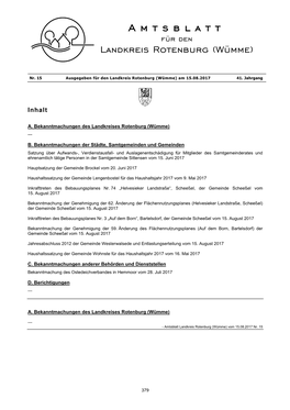 Amtsblatt Für Den Landkreis Rotenburg (Wümme)