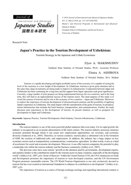 Japan's Practice in the Tourism Development of Uzbekistan