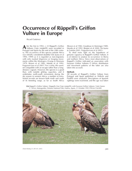 Occurrence of Rüppell's Griffon Vulture in Europe A