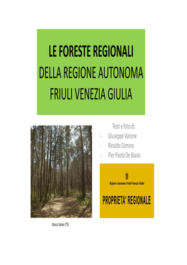 Le Foreste Regionali Della Regione Autonoma Friuli Venezia Giulia