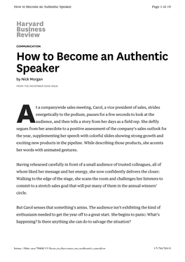 How to Become an Authentic Speaker Page 1 of 10