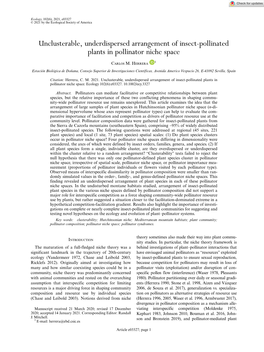 Unclusterable, Underdispersed Arrangement of Insect‐Pollinated