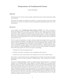 Temperatures of Combinatorial Games