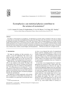 Econophysics: Can Statistical Physics Contribute to the Science of Economics?