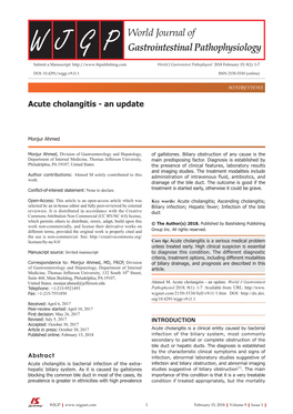 Acute Cholangitis - an Update