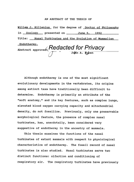 Nasal Turbinates and the Evolution of Mammalian Endothermy