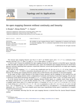 An Open Mapping Theorem Without Continuity and Linearity