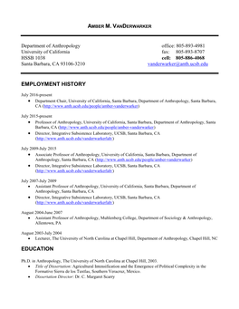 Employment History Education