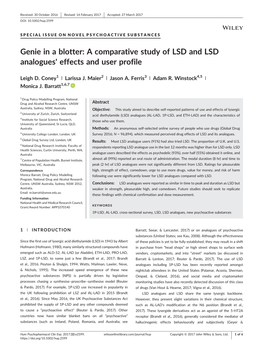 A Comparative Study of LSD and LSD Analogues' Effects and User Profile