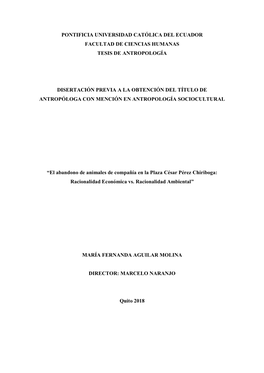 Versidad Católica Del Ecuador Facultad De Ciencias Humanas Tesis De Antropología