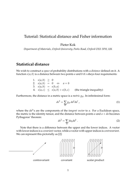 Tutorial: Statistical Distance and Fisher Information