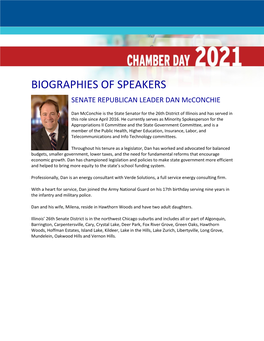 BIOGRAPHIES of SPEAKERS SENATE REPUBLICAN LEADER DAN Mcconchie