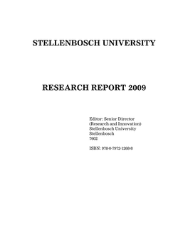 Stellenbosch University Research Report 2009