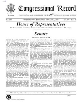 Congressional Record United States Th of America PROCEEDINGS and DEBATES of the 109 CONGRESS, SECOND SESSION