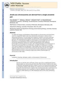 NIH Public Access Author Manuscript Evolution