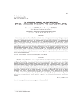 THE INDIUM-RICH SULFIDES and RARE ARSENATES of the Sn–In-MINERALIZED MANGABEIRA A-TYPE GRANITE, CENTRAL BRAZIL