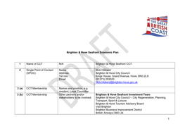 1 Brighton & Hove Seafront Economic Plan 1 Name of CCT N/A Brighton