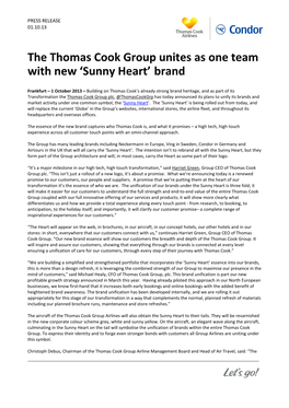 The Thomas Cook Group Unites As One Team with New 'Sunny Heart'