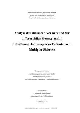 Analyse Des Klinischen Verlaufs Und Der Differentiellen Genexpression Interferon-Β1a Therapierter Patienten Mit Multipler