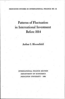 Patterns of Fluctuation in International Investment Before 1914