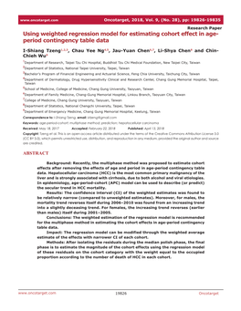 Using Weighted Regression Model for Estimating Cohort Effect in Age- Period Contingency Table Data