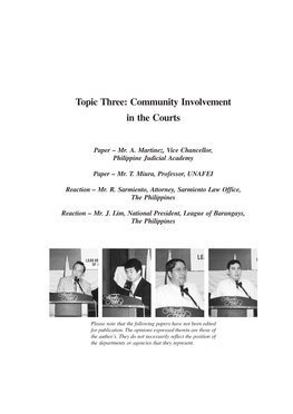 Topic Three: Community Involvement in the Courts