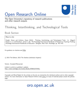 Interthinking, and Technological Tools