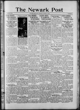 The Newark Post OLUME XXVII NEWARK, DELAWARE, THURSDAY, AUGUST 13, 1936 NUMBER 29 R-----