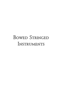 Bowed Stringed Instruments